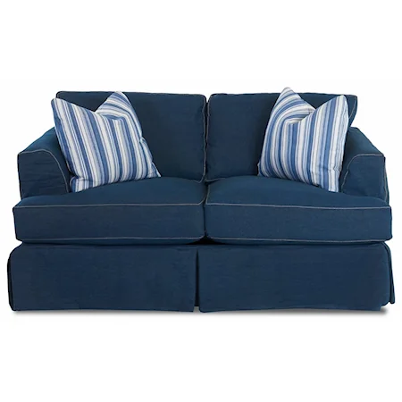 Slipcover Loveseat with Flared Track Arms